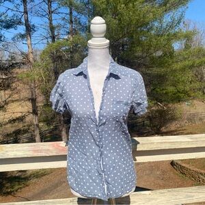 Semi-sheer Polka Dot Button Down